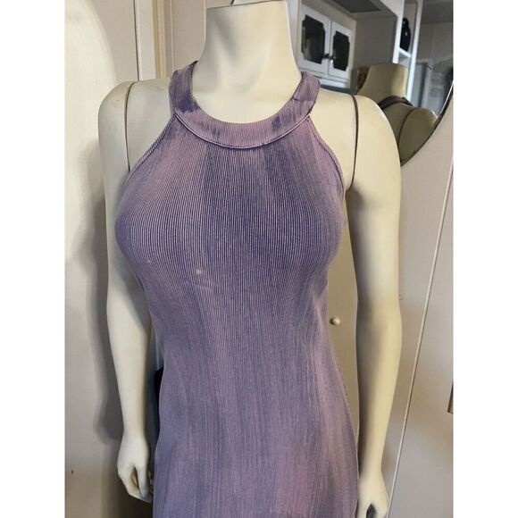 Young Fabulous & Broke Small Robbie Midi Dress Acid Dyed Lavender Purple Ribbed - Picture 2 of 7
